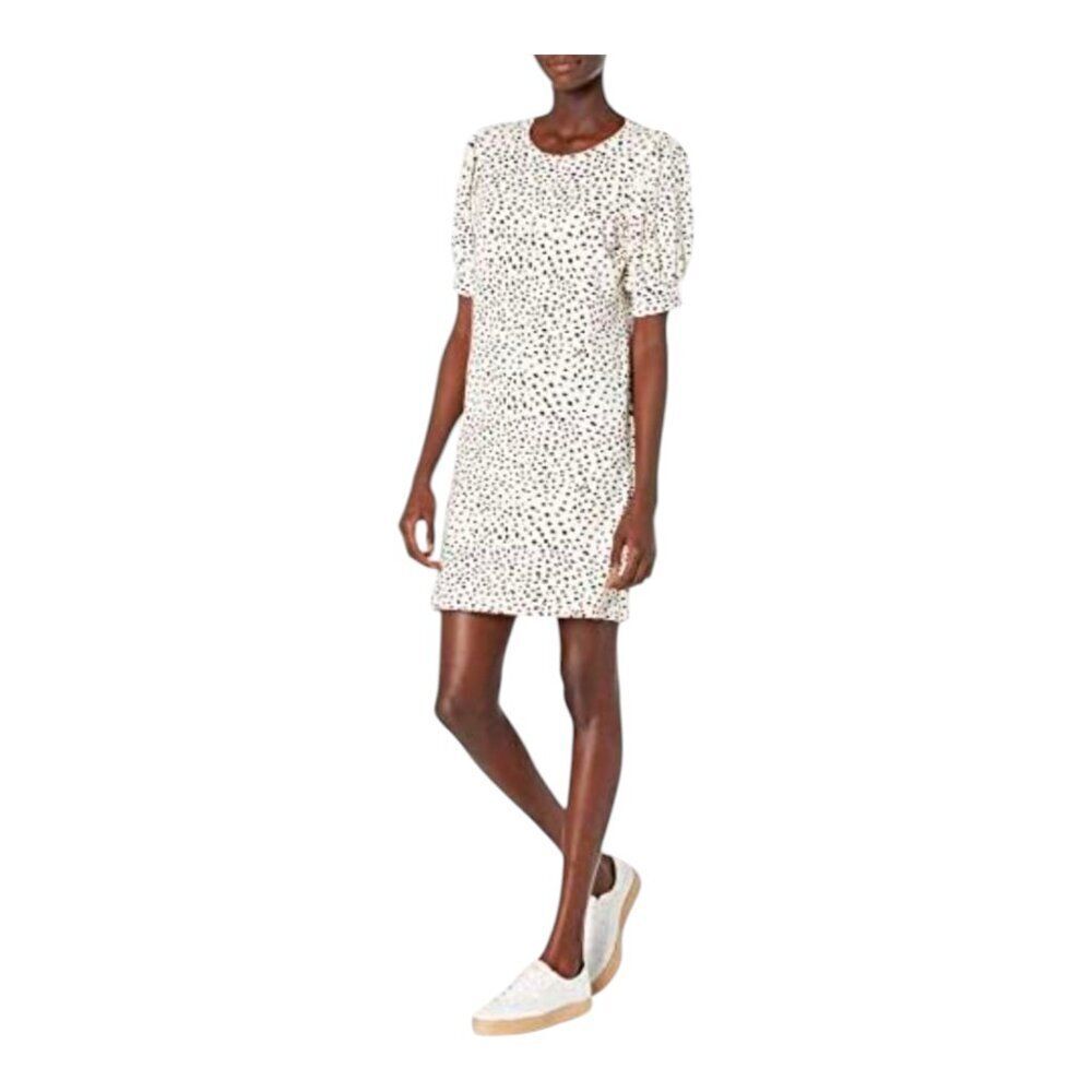 Daily Ritual | Relaxed Fit Puff Sleeve Dress | Medium | Black White Dalmation